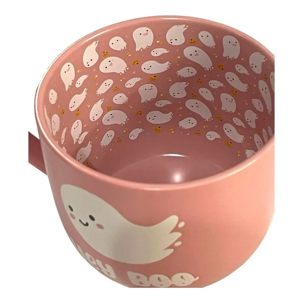 Better Living HEY BOO Cute Ghosts Pink Halloween Large Mug Ghosts Inside